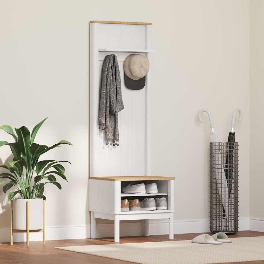 Hallmöbel med hylla FLORO Vit 50 x 40 x 158 cm Massiv furu