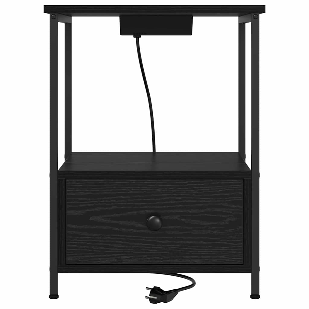 Nattduksbord 2 pcs Svart Ek 42 x 41 x 56 cm Konstruerat trä