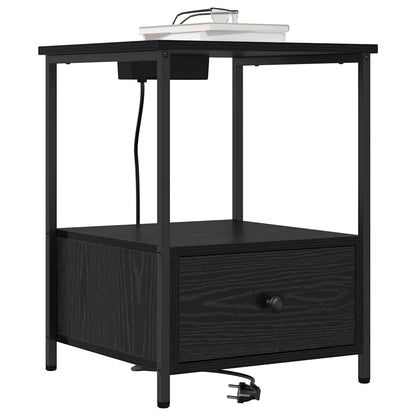 Nattduksbord 2 pcs Svart Ek 42 x 41 x 56 cm Konstruerat trä