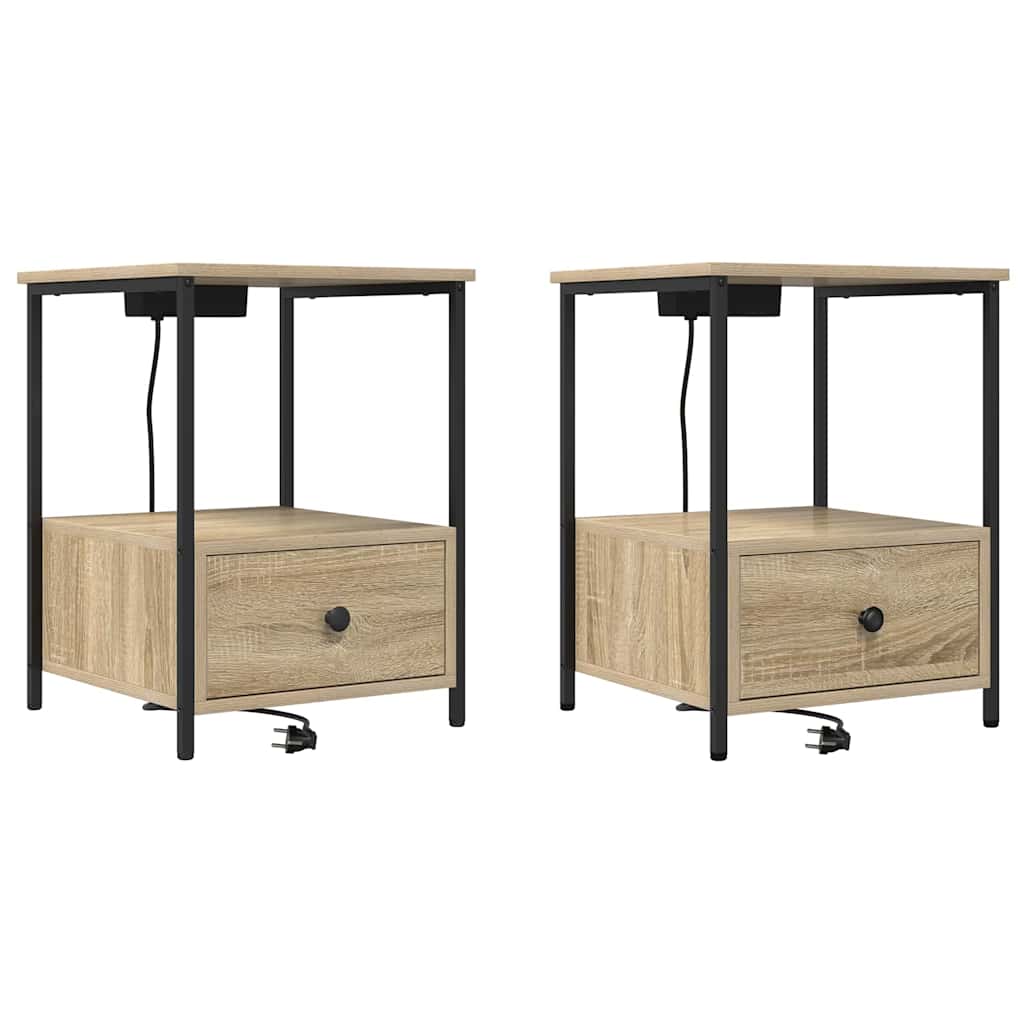 Nattduksbord 2 pcs Sonoma-ek 42 x 41 x 56 cm Konstruerat trä