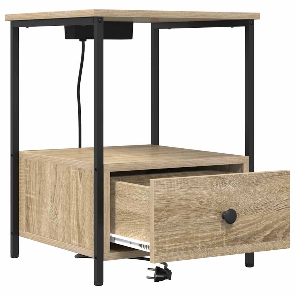 Nattduksbord 2 pcs Sonoma-ek 42 x 41 x 56 cm Konstruerat trä