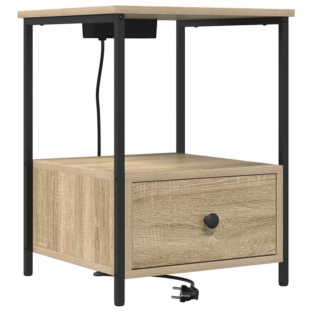 Nattduksbord 2 pcs Sonoma-ek 42 x 41 x 56 cm Konstruerat trä