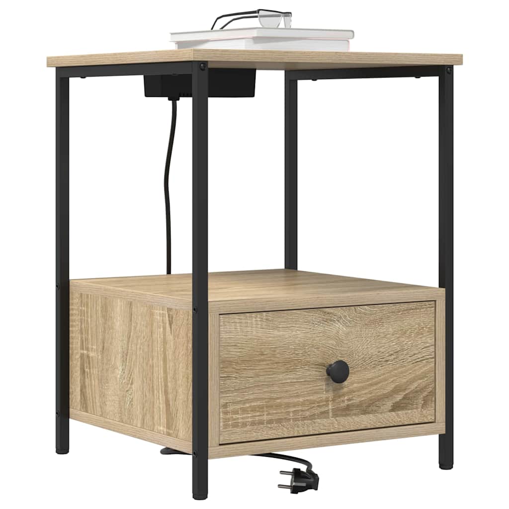 Nattduksbord 2 pcs Sonoma-ek 42 x 41 x 56 cm Konstruerat trä