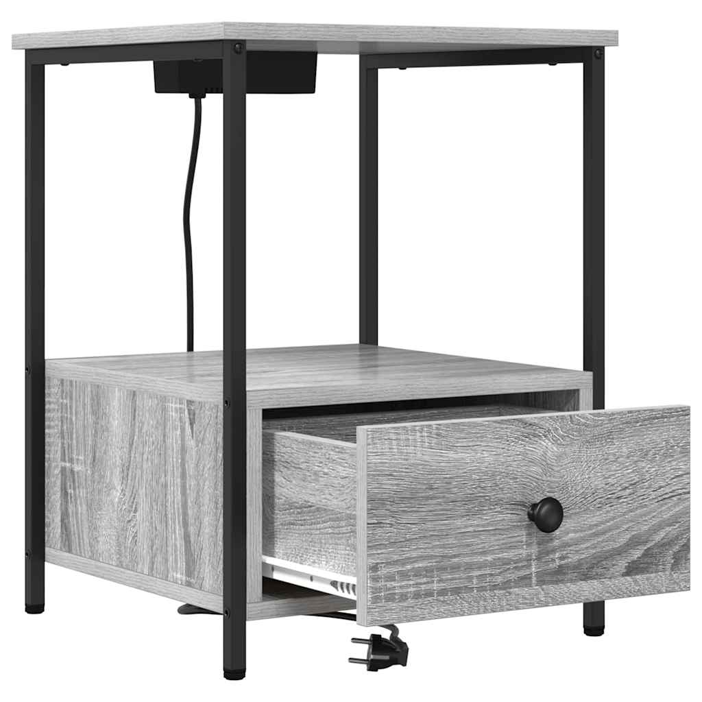 Nattduksbord 2 pcs Grå Sonoma 42 x 41 x 56 cm Konstruerat trä