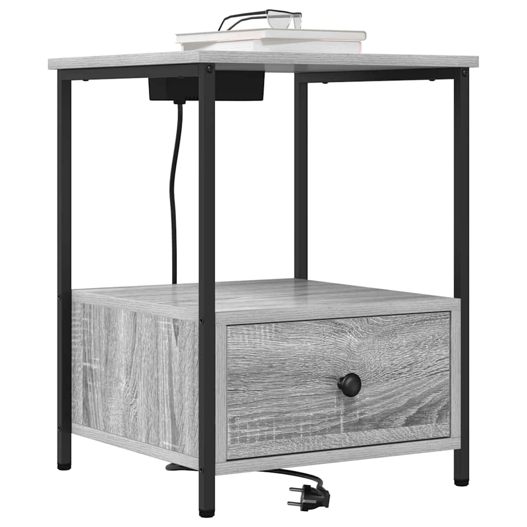 Nattduksbord 2 pcs Grå Sonoma 42 x 41 x 56 cm Konstruerat trä