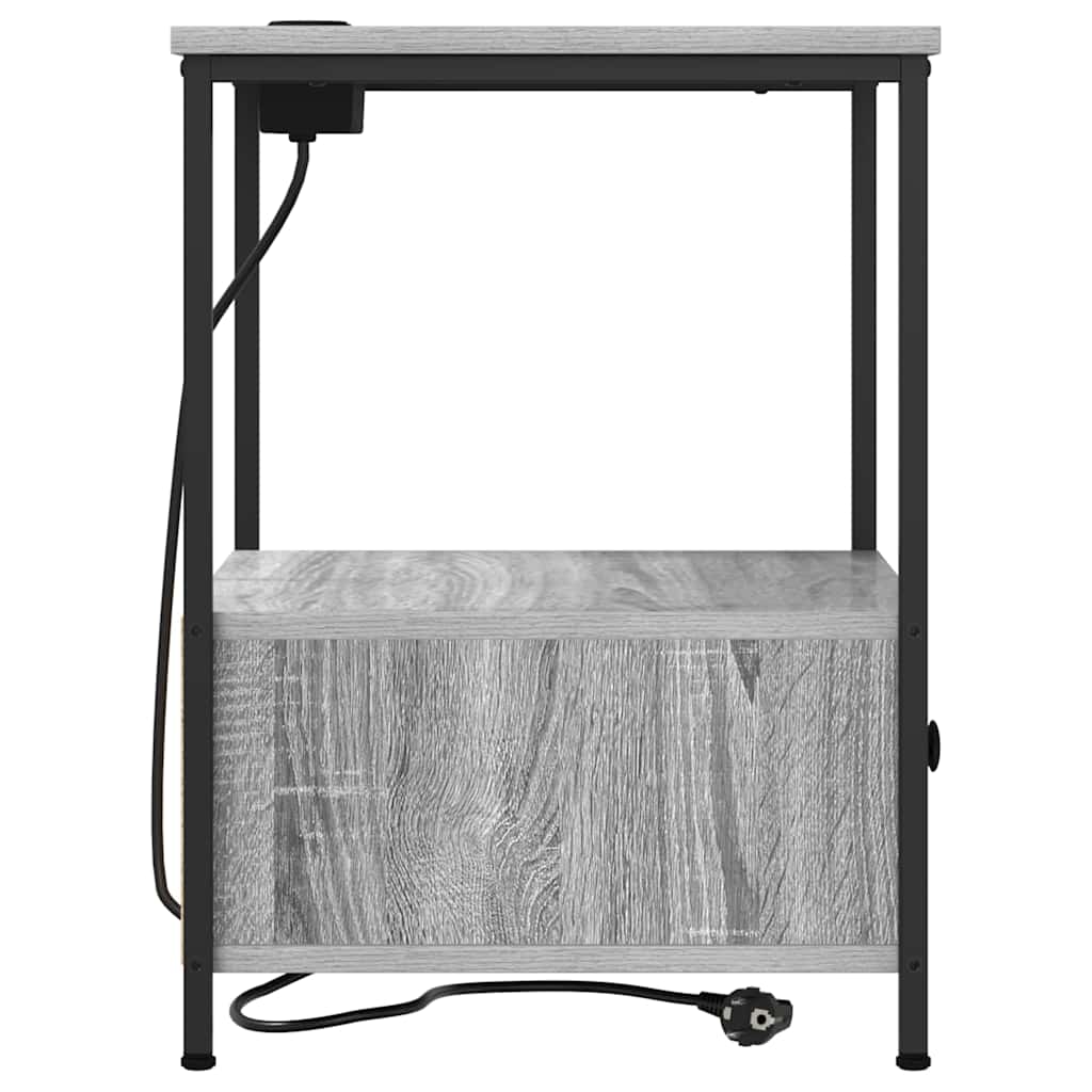 Nattduksbord 2 pcs Grå Sonoma 42 x 41 x 56 cm Konstruerat trä