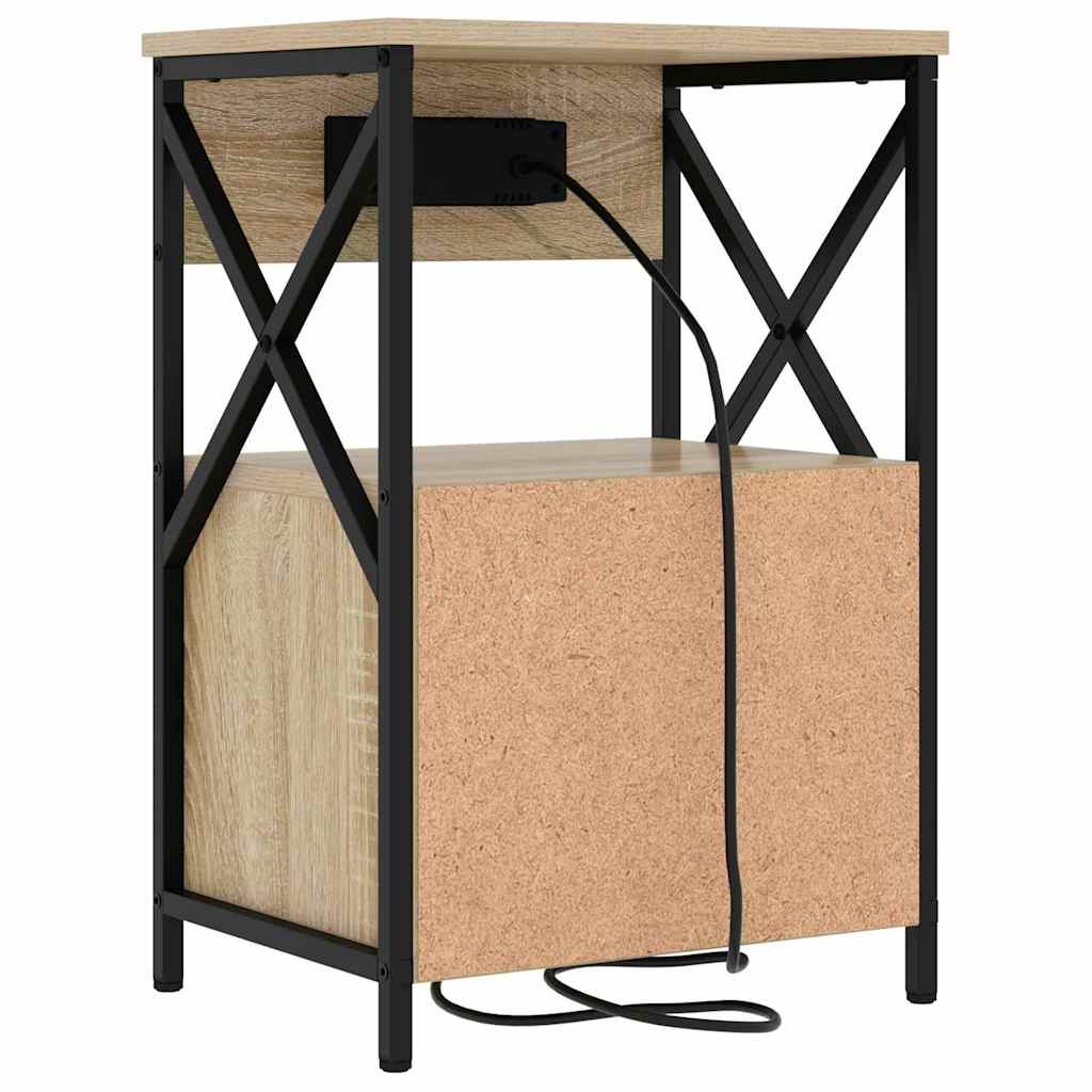 Nattduksbord 2 pcs Sonoma-ek 40 x 31 x 60 cm Konstruerat trä