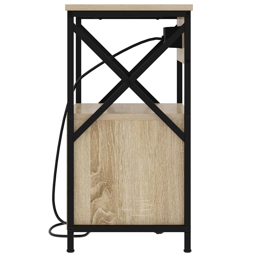 Nattduksbord 2 pcs Sonoma-ek 40 x 31 x 60 cm Konstruerat trä