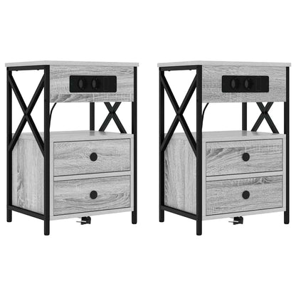 Nattduksbord 2 pcs Grå Sonoma 40 x 31 x 60 cm Konstruerat trä