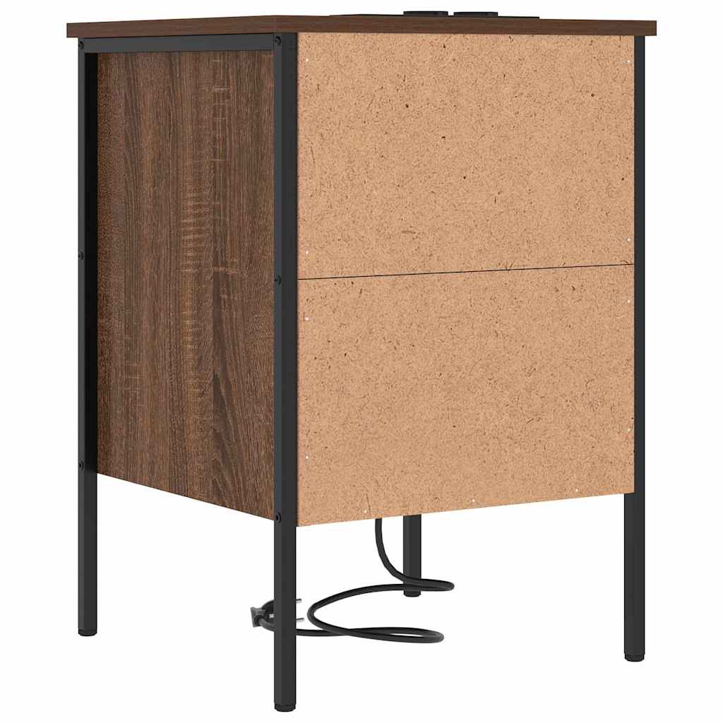 Nattduksbord 2 pcs Brun Ek 42 x 41 x 61 cm Konstruerat trä