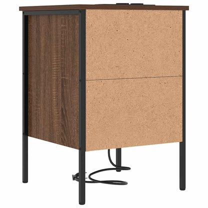 Nattduksbord 2 pcs Brun Ek 42 x 41 x 61 cm Konstruerat trä