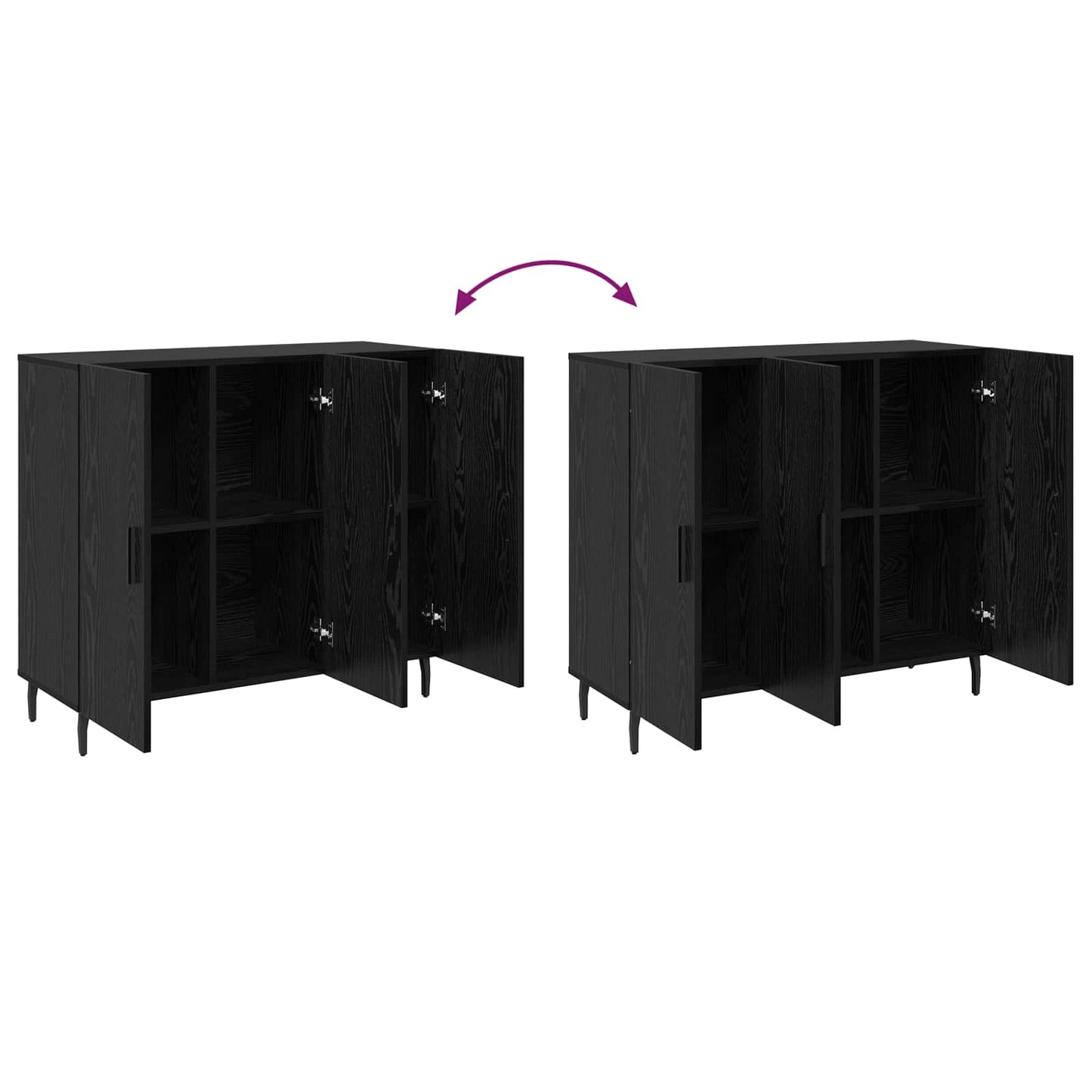 Sideboard Svart Ek 90 x 34 x 80 cm Konstruerat trä
