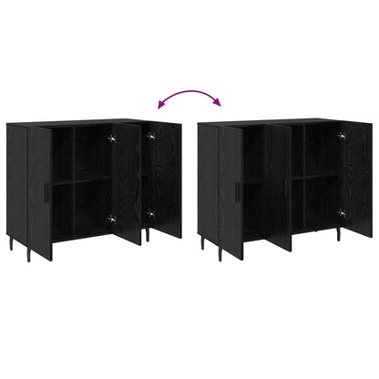 Sideboard Svart Ek 90 x 34 x 80 cm Konstruerat trä