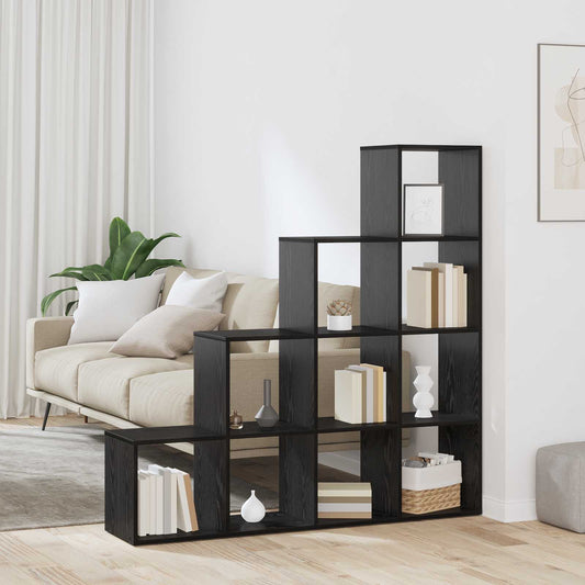 Rumsavdelare Bokhylla Svart Ek 131,5 x 29 x 131,5 cm