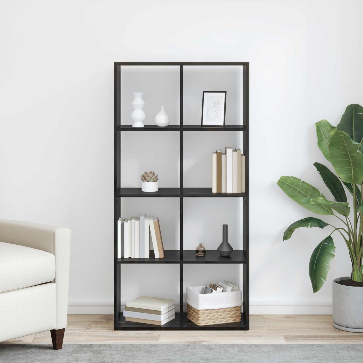 Bokskåp Svart Ek 69,5 x 29 x 137,5 cm Konstruerat trä