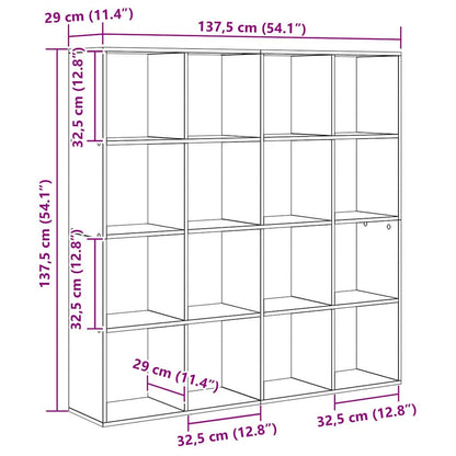 Bokhylla Svart Ek 137.5 x 29 x 137.5 cm