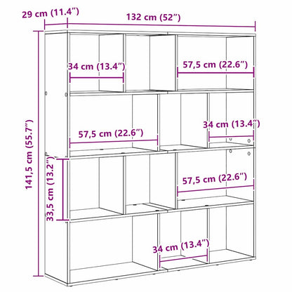Bokhylla Svart Ek 132 x 29 x 141.5 cm