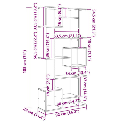 Bokhylla Svart Ek 92 x 29 x 188 cm