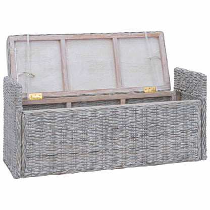 Förvaringsbänk utomhus med kudde Vit tvätt 110 x 40 x 50 cm Rotting