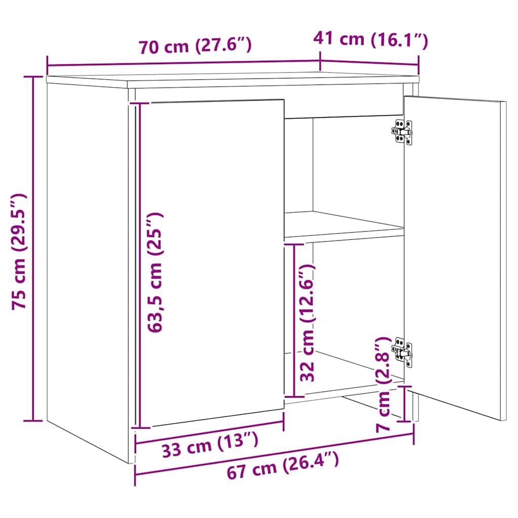 Skåp Åldrat Trä 3 pcs 70 x 41 x 75 cm