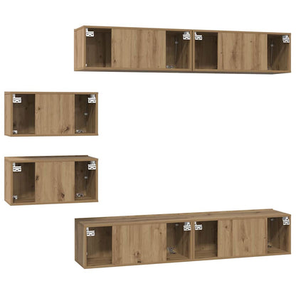 TV-bänkset Väggmonterad 6 pcs Artisan Ek Konstruerat trä