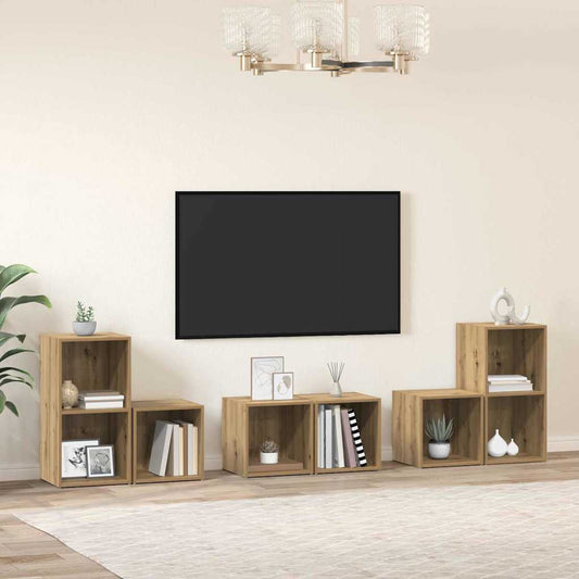 TV-bänkset Väggmonterad 6 pcs Artisan Ek Konstruerat trä
