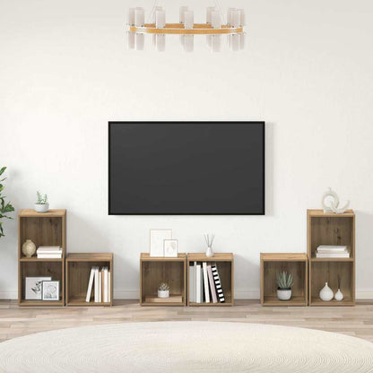 TV-bänkset Väggmonterad 6 pcs Artisan Ek Konstruerat trä