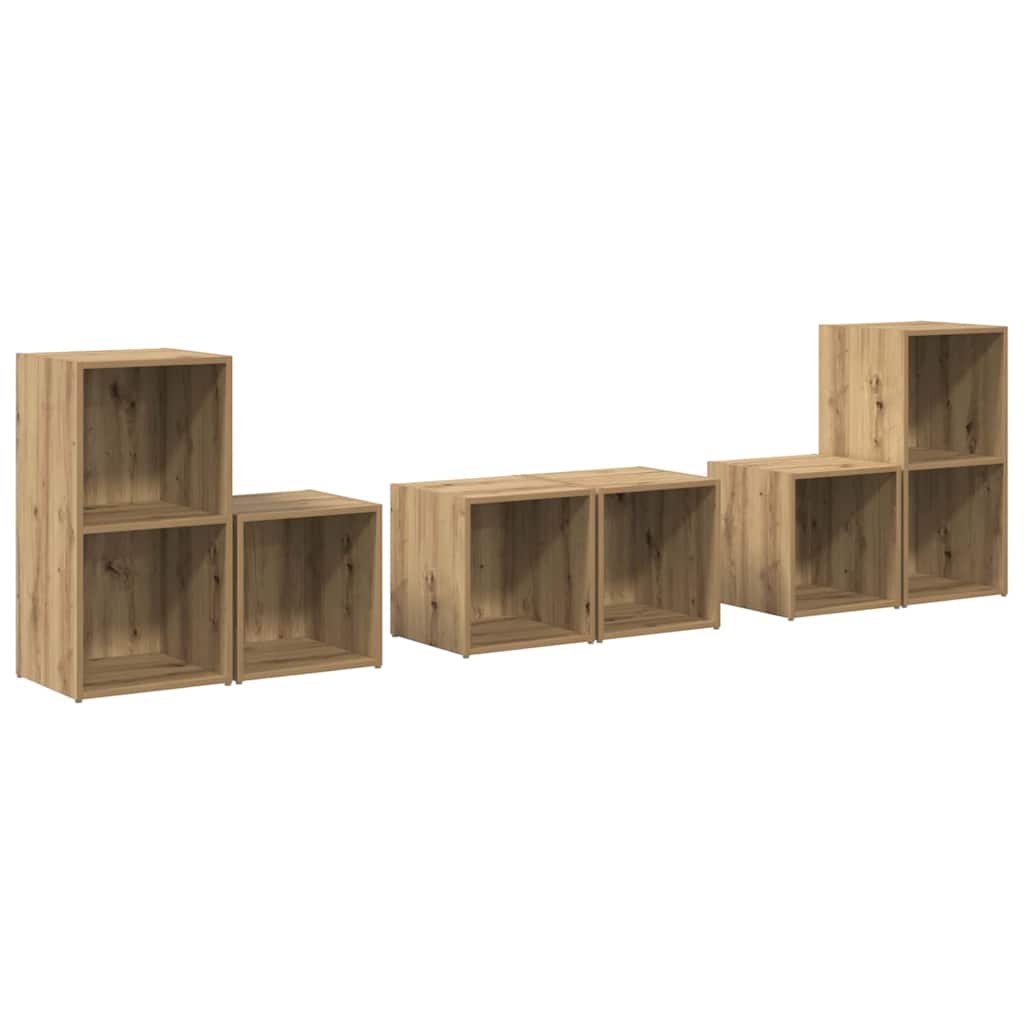TV-bänkset Väggmonterad 6 pcs Artisan Ek Konstruerat trä
