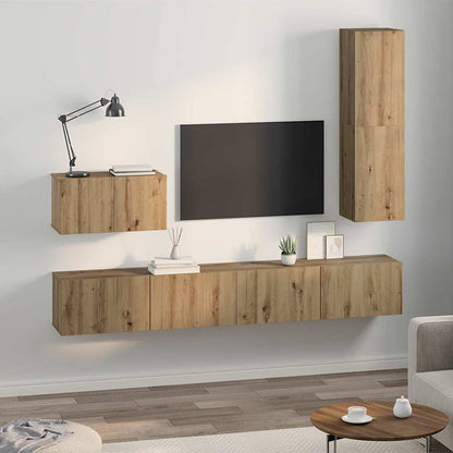 Vägg TV Skåp Väggmonterad 4 pcs Artisan Ek Konstruerat trä