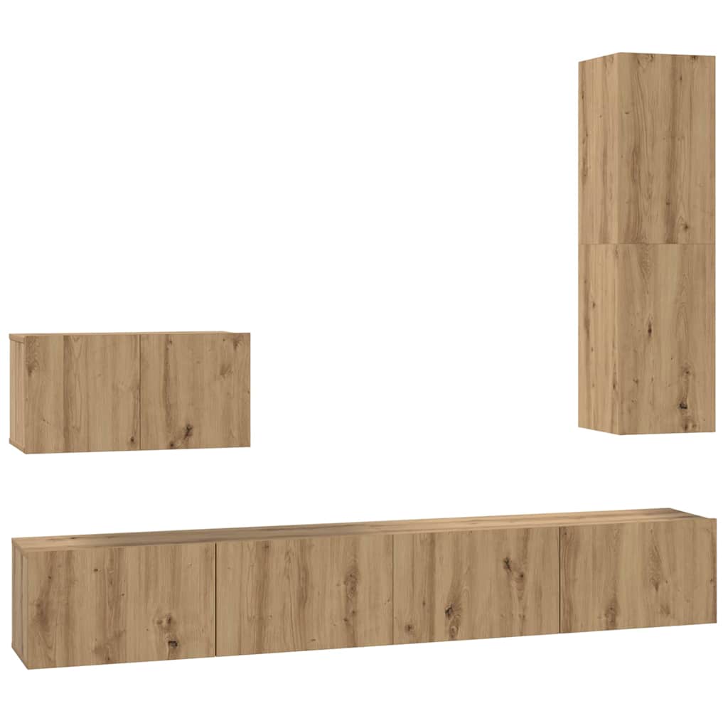 Vägg TV Skåp Väggmonterad 4 pcs Artisan Ek Konstruerat trä