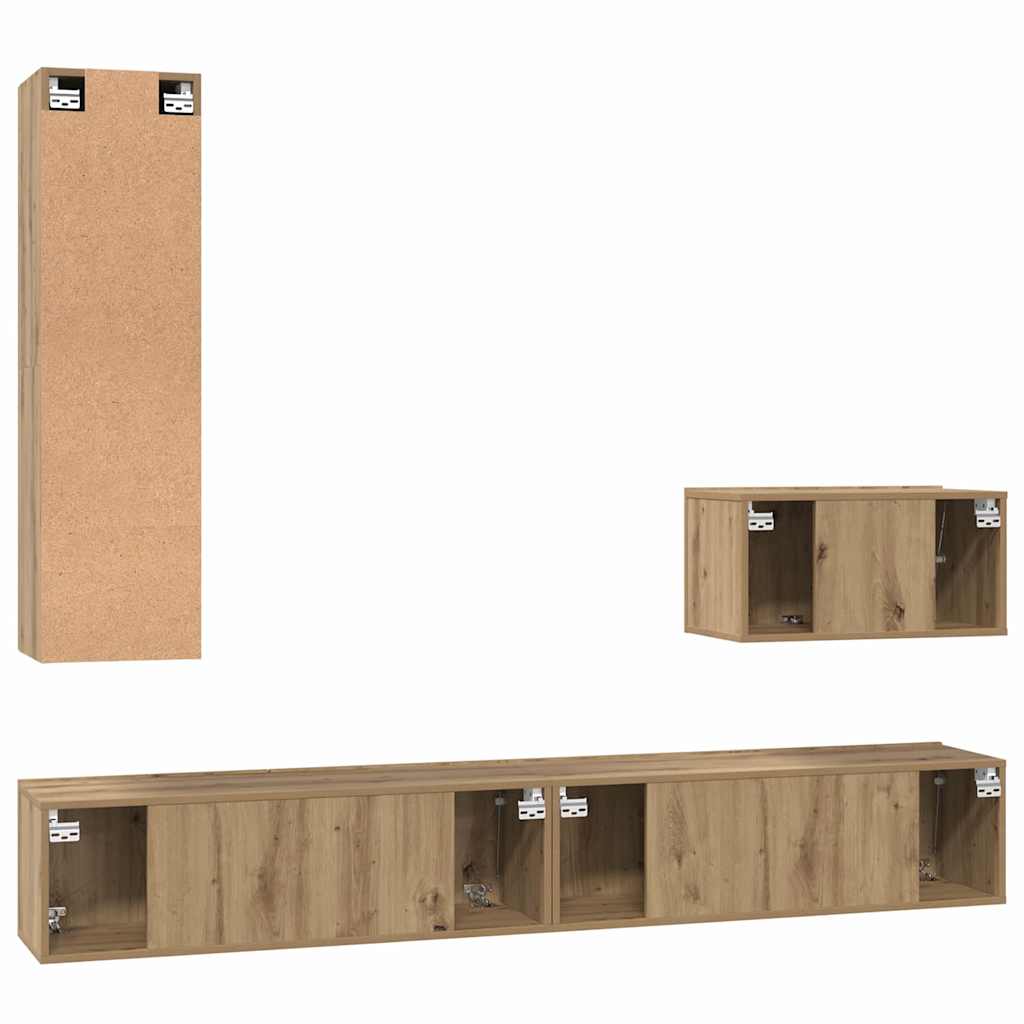 Vägg TV Skåp Väggmonterad 4 pcs Artisan Ek Konstruerat trä