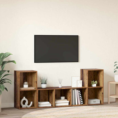 TV-bänkset Väggmonterad 3 pcs Brun Konstruerat trä