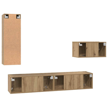 TV-bänkset med låda 4 pcs Artisan Ek Konstruerat trä