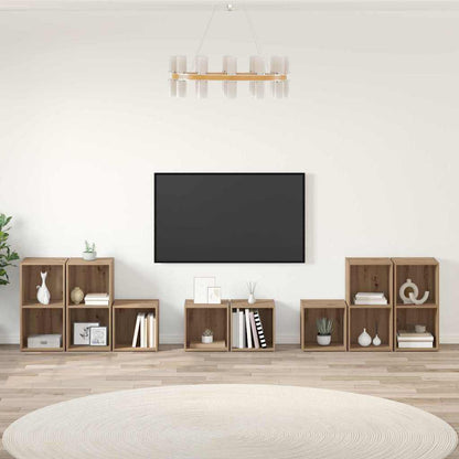 TV-bänkset Väggmonterad 8 pcs Artisan Ek Konstruerat trä
