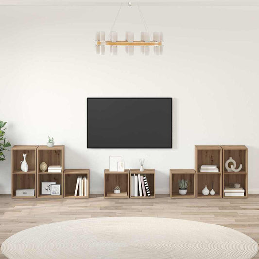TV-bänkset Väggmonterad 8 pcs Artisan Ek Konstruerat trä