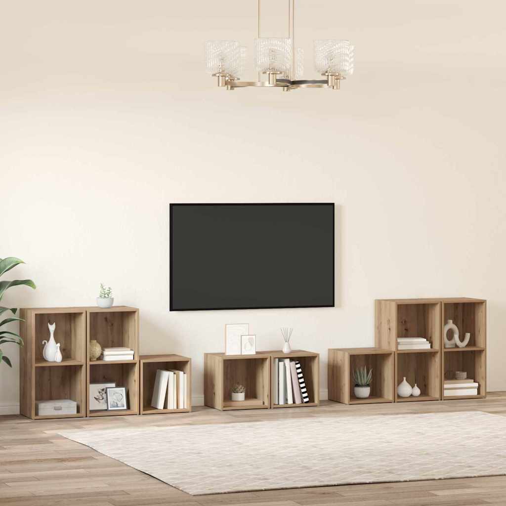 TV-bänkset Väggmonterad 8 pcs Artisan Ek Konstruerat trä
