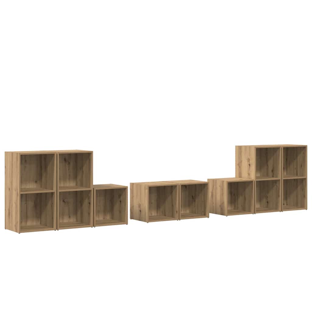 TV-bänkset Väggmonterad 8 pcs Artisan Ek Konstruerat trä