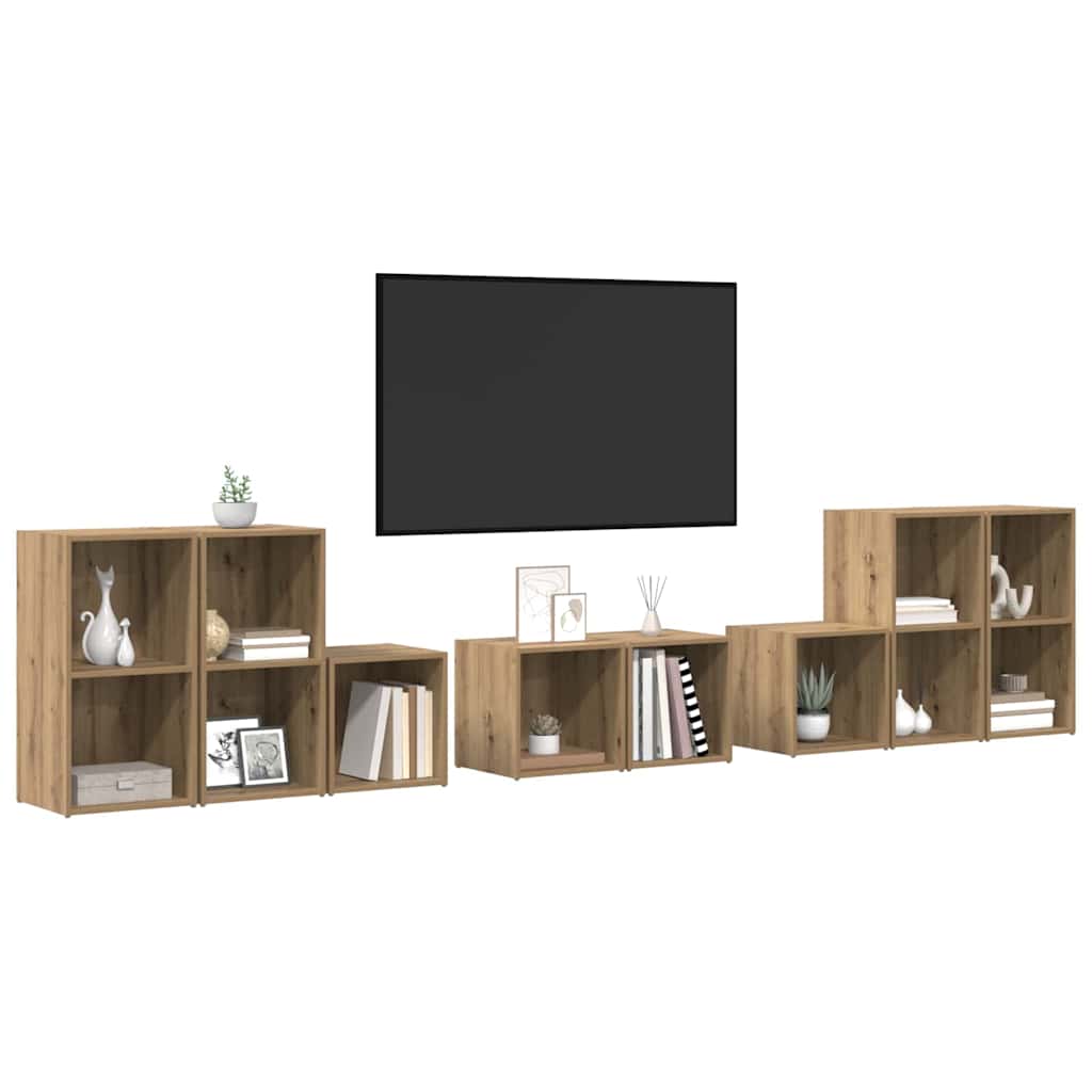 TV-bänkset Väggmonterad 8 pcs Artisan Ek Konstruerat trä