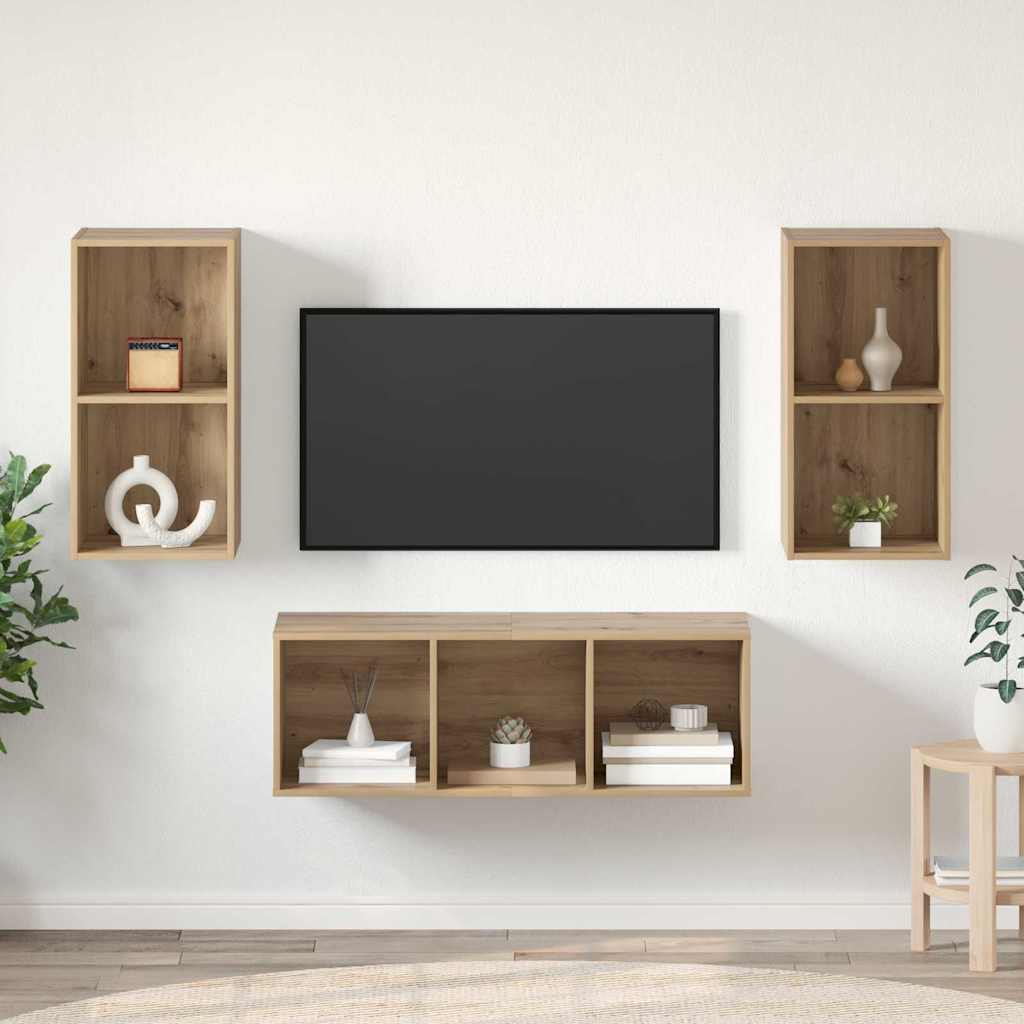TV-bänkset Väggmonterad 3 pcs Artisan Ek Konstruerat trä