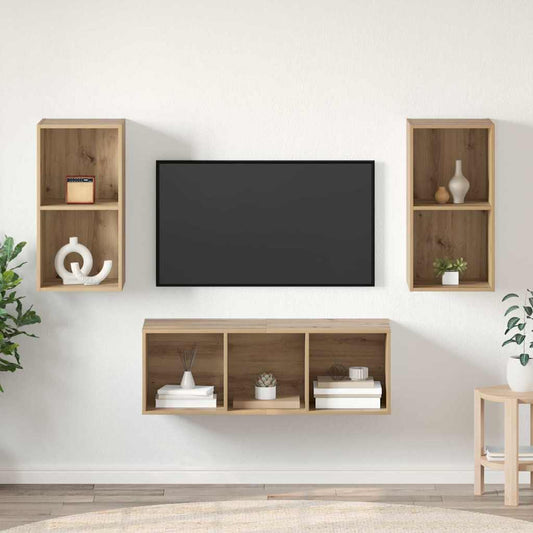 TV-bänkset Väggmonterad 3 pcs Artisan Ek Konstruerat trä
