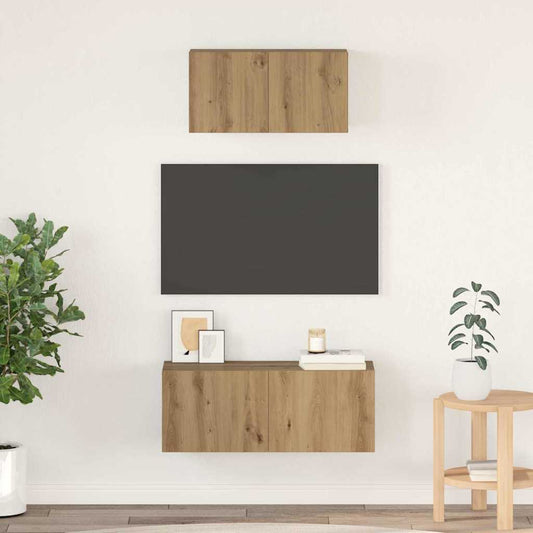 TV-bänkset Väggmonterad 2 pcs Artisan Ek Konstruerat trä