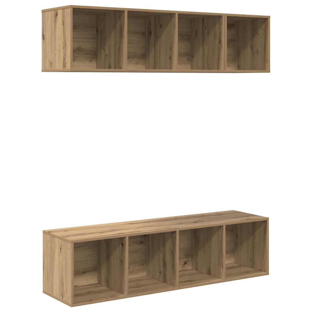 TV-bänkset Väggmonterad 3 pcs Artisan Ek Konstruerat trä