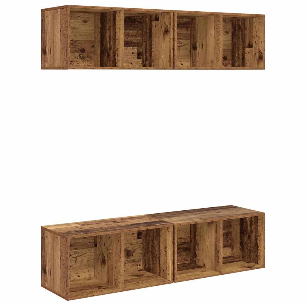 TV-bänkset 4 pcs Gammalt trä 37 x 37 x 72 cm Konstruerat trä
