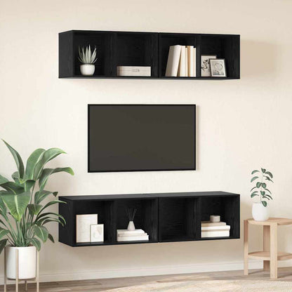 TV-bänkset 4 pcs Svart Ek 37 x 37 x 72 cm Konstruerat trä