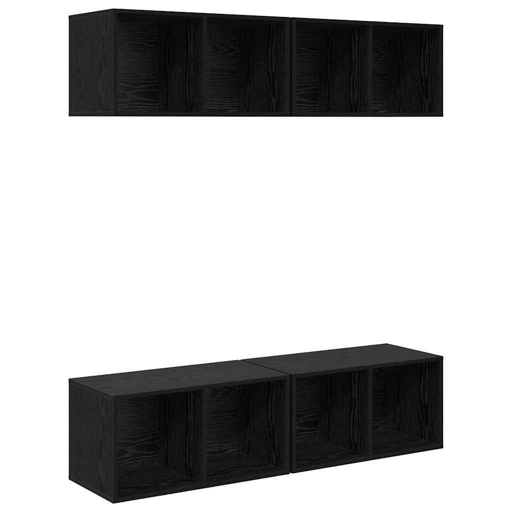TV-bänkset 4 pcs Svart Ek 37 x 37 x 72 cm Konstruerat trä
