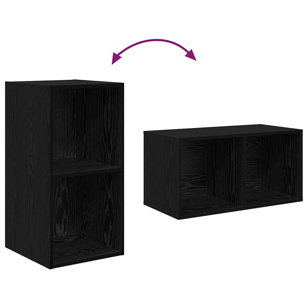 TV-bänkset 4 pcs Svart Ek 37 x 37 x 72 cm Konstruerat trä