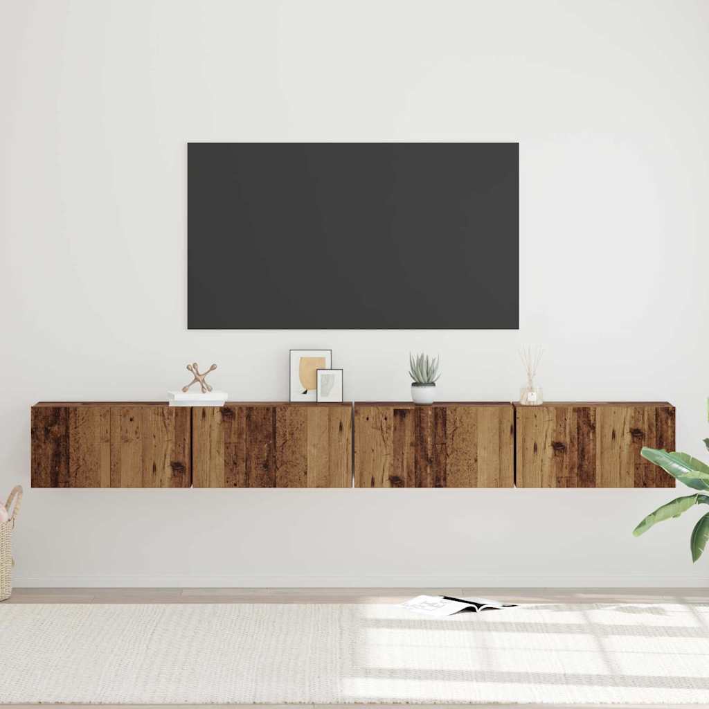 TV-bänkset 4 pcs Gammalt trä 60 x 30 x 30 cm Konstruerat trä