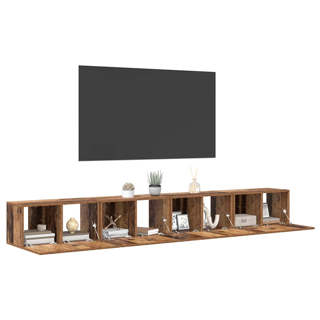 TV-bänkset 4 pcs Gammalt trä 60 x 30 x 30 cm Konstruerat trä