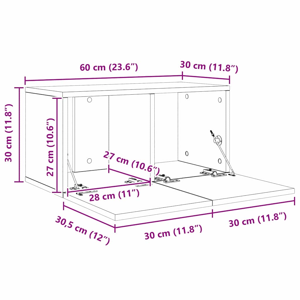 TV-bänkset 4 pcs Gammalt trä 60 x 30 x 30 cm Konstruerat trä