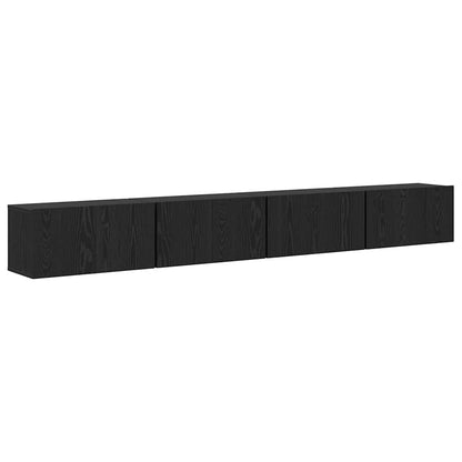 TV-bänkset 4 pcs Svart Ek 60 x 30 x 30 cm Konstruerat trä